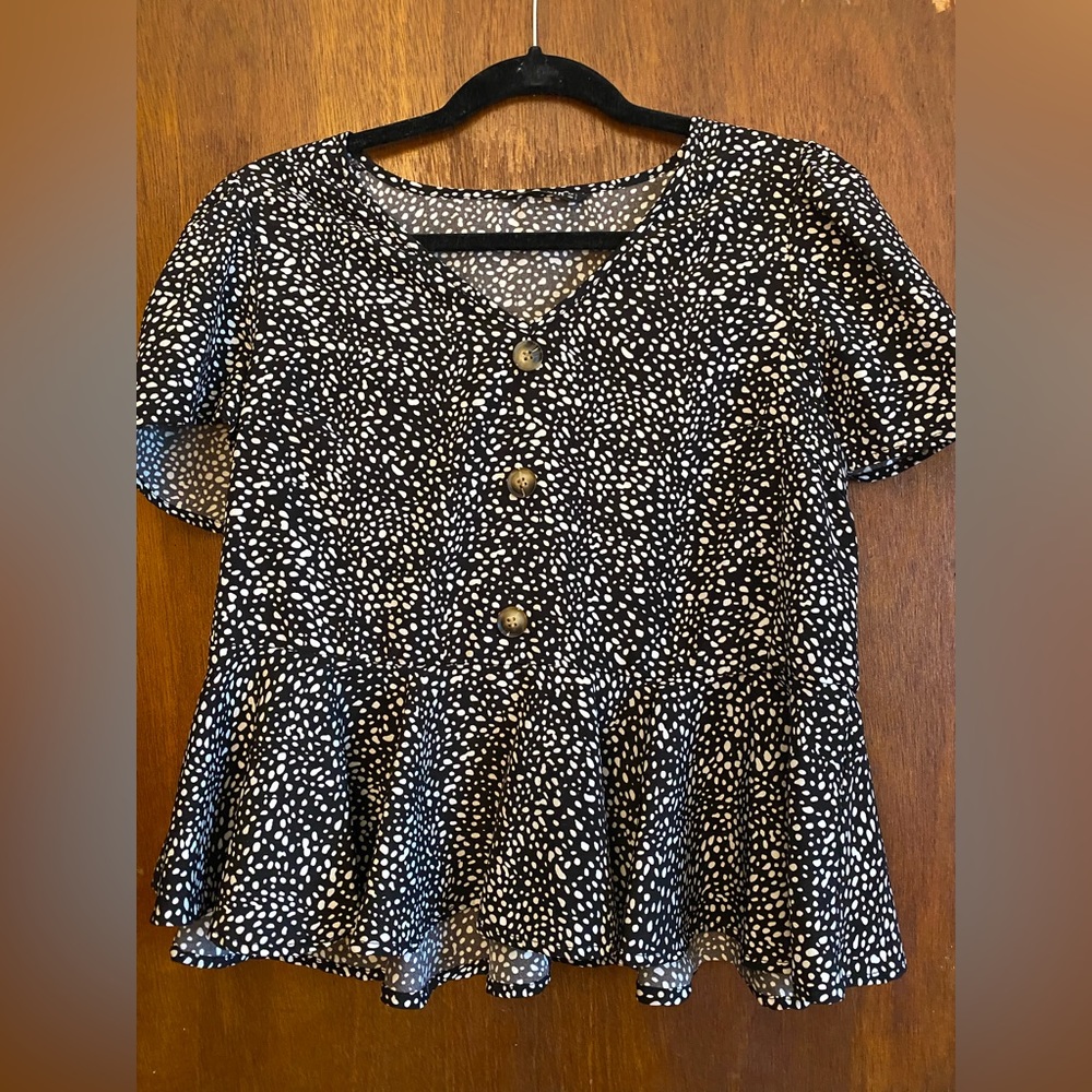 SHEIN PEPLUM BUTTON DETAIL BLOUSE